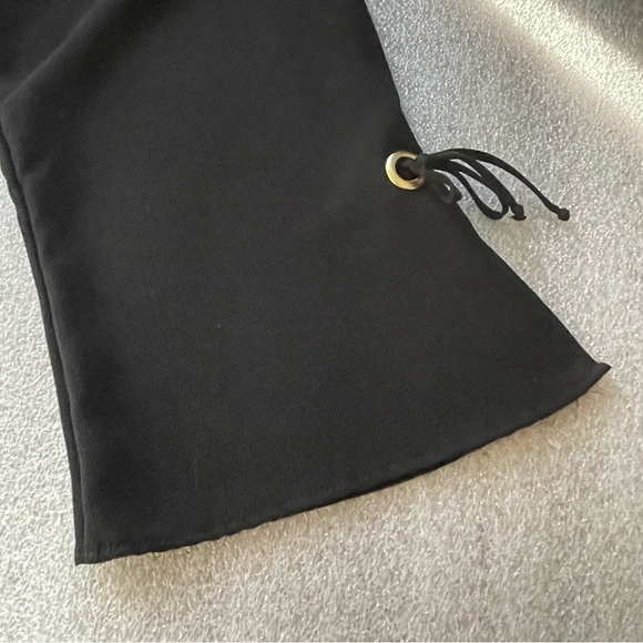 chenault Black tunic top grommet detail at neckline and flared sleeves Size 2x - Picture 4 of 9